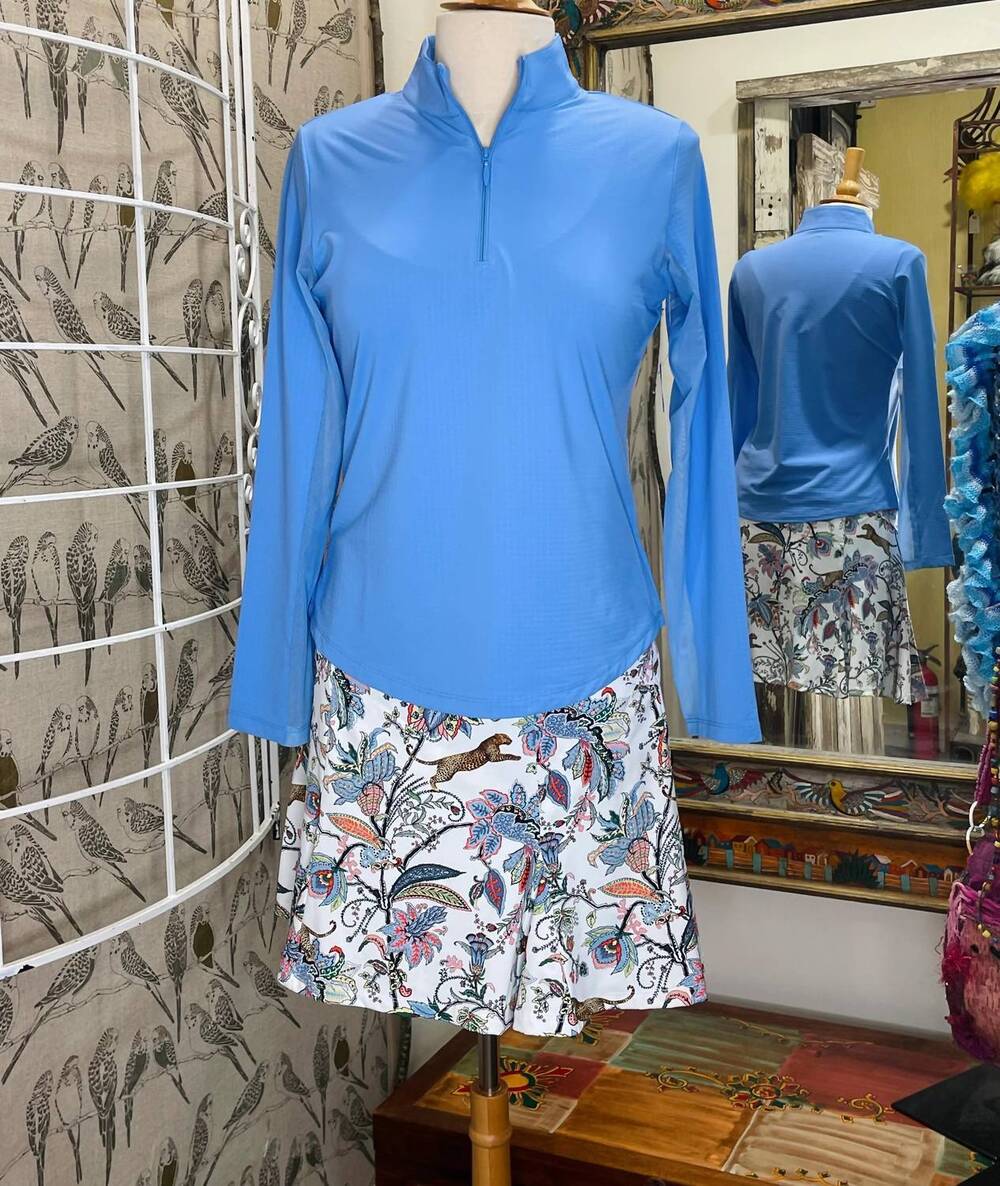 NEW KENNY DANA women's mock neck long sleeve top in royal blue